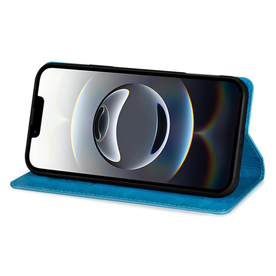 Carcasa flip pentru iPhone 16E, Card Slot Glittery, albastru