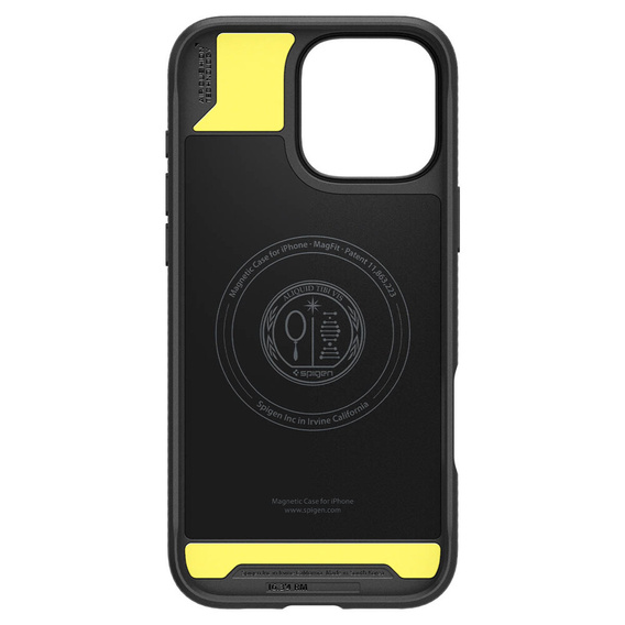 Carcasa Spigen pentru iPhone 16 Pro Max, Rugged Armor MagSafe, negru + Tempered Glass 9H