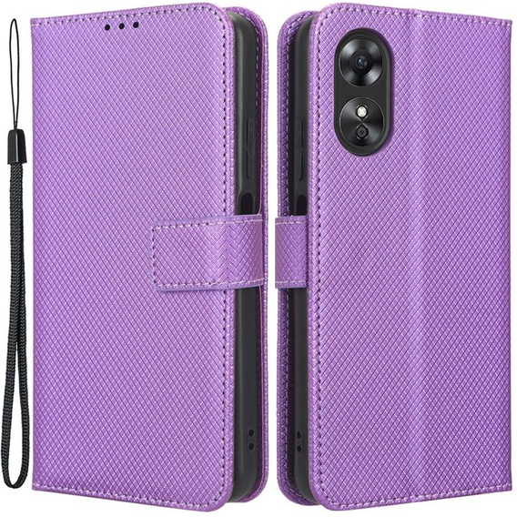 Cu clapetă pentru Oppo A17, Wallet Smart Magnet, violet