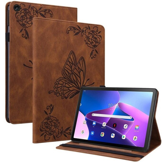 Husă pentru Lenovo Tab M10 Plus 10.6 Gen 3 TB-125F TB-128F, Butterfly, maro