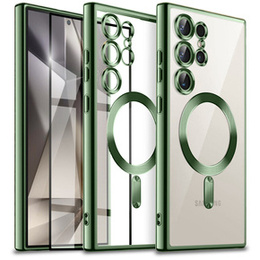 Husă pentru Samsung Galaxy S24 Ultra, Electro MagSafe, verde + Sticlă ceramică Full Glue