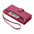 Cu clapetă pentru iPhone 16 Plus, Wallet Zipper Pocket, roșu