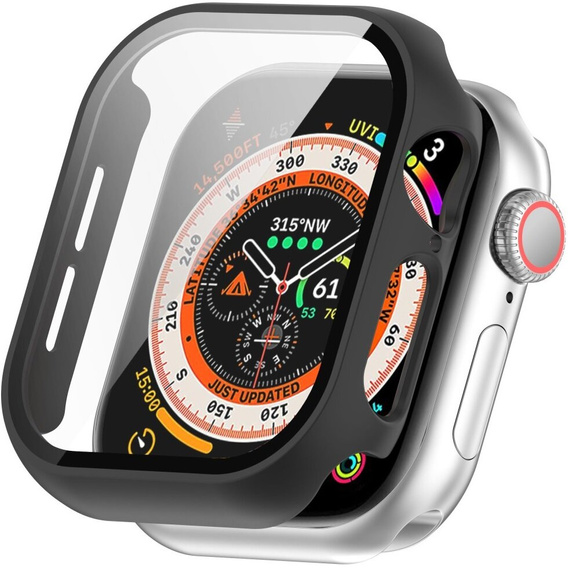 2w1 Etui + Szkło Hartowane do Apple Watch 7/8 41MM, Czarne