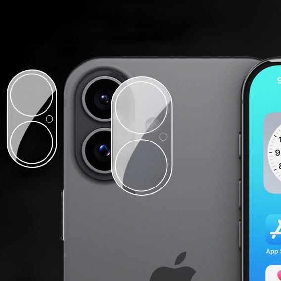 Sticlă temperată pentru camera foto pentru iPhone 16 / 16 Plus, transparentă