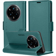 Husă pentru Realme 14 Pro+ 5G, ERBORD Glossy Litchi, portofel cu clapetă, verde