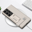 Husă cu clapetă pentru Samsung Galaxy S25, GKK Card Slot Wallet, gri titan