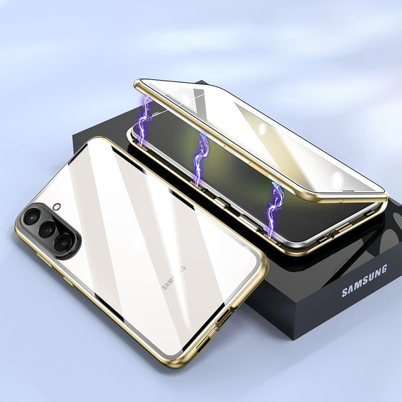 Husa pentru Samsung Galaxy A36, Magnetic Dual Glass, de aur