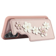 Husa pentru Samsung Galaxy S23 FE, Leather Flower Card Slot, roz