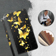 Cu clapetă pentru Oppo A17, Wallet, Butterflies de aur