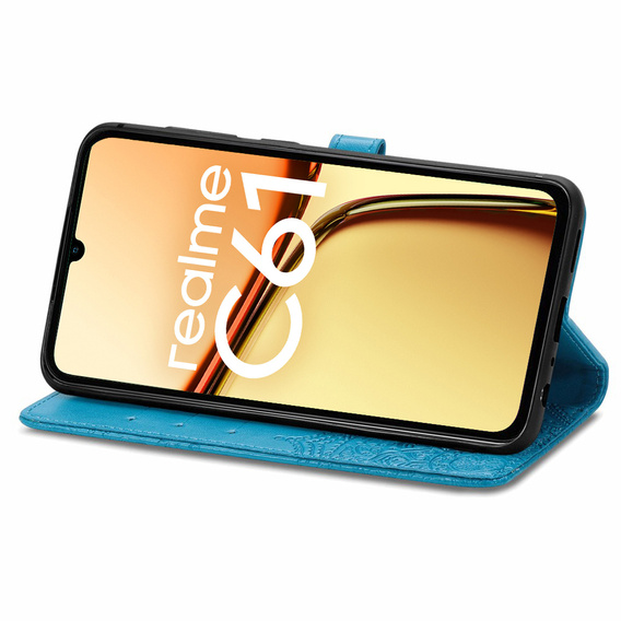 Cu clapetă pentru Realme C61, Mandala, albastru