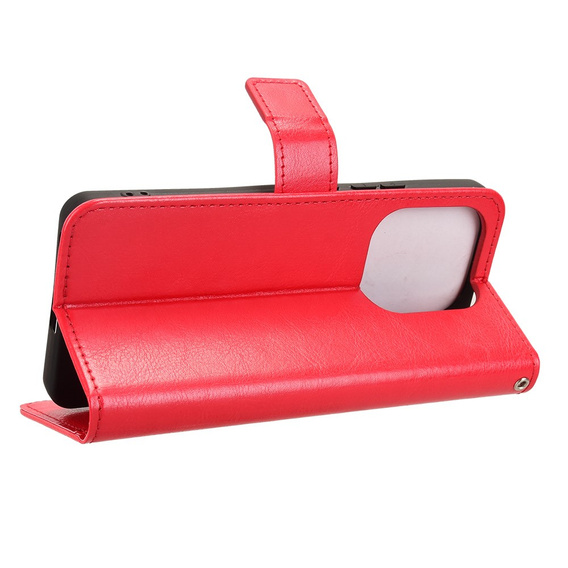 Cu clapetă pentru Xiaomi Redmi Note 14 4G, Crazy Horse Wallet, roșu