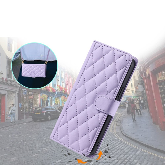 Husă cu clapetă pentru Samsung Galaxy S20 FE, Rhombus Crossbody Leather, violet