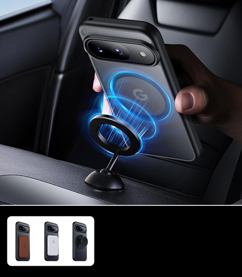 Husă pentru Google Pixel 9, pentru MagSafe, ERBORD Matt Case, negru + sticlă pentru ecran