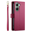 Cu clapetă pentru Xiaomi Poco X7 Pro 5G, Wallet Zipper Pocket, roșu