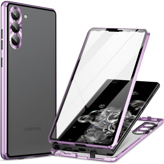 Husa pentru Samsung Galaxy S23 Plus, Magnetic Dual Glass, violet
