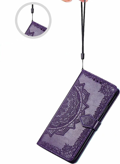 Cu clapetă pentru Samsung Galaxy M55 5G, Mandala, violet