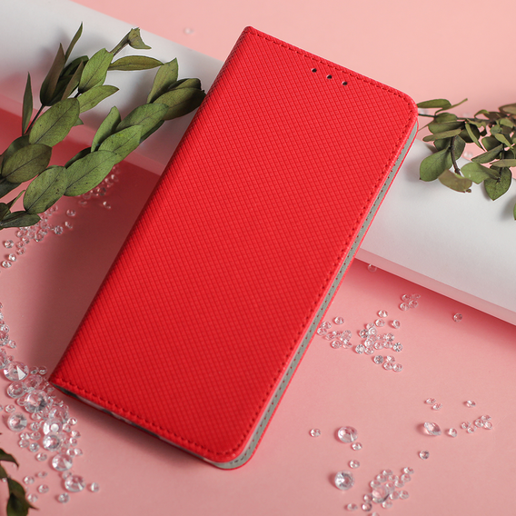 Husă pentru Oppo Reno 11F 5G, Smart Magnet, roșu + sticlă 9H