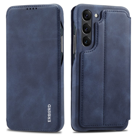 Carcasa cu clapetă pentru Samsung Galaxy S23 Plus, ERBORD Retro, albastru