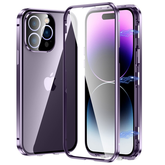 Husa pentru iPhone 14 Pro, Magnetic Dual Glass, violet