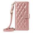 Husă cu clapetă pentru Motorola Edge 50 Neo / Motorola ThinkPhone 25, Rhombus Crossbody Leather, roz rose gold