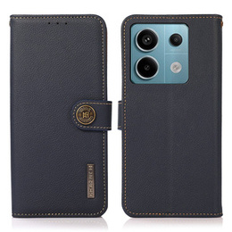 KHAZNEH RFID caz pentru Xiaomi Redmi Note 13 Pro 5G, Litchi Texture, albastru