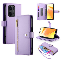 Cu clapetă pentru Oppo Reno 13 5G, Wallet Zipper Pocket, violet