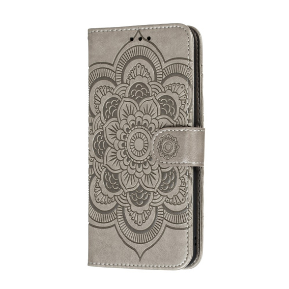 Cu clapetă pentru Xiaomi Redmi Note 9s/ 9 Pro, Mandala Flower, gri