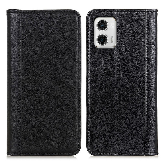 Husa cu clapetă pentru Motorola Moto G73 5G, Split Leather, negru
