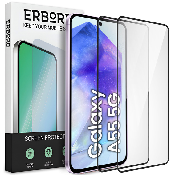 2x sticlă călită ERBORD 3D pentru Samsung Galaxy A55 5G pentru întregul display