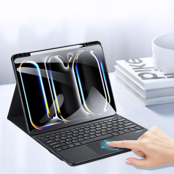 Carcasă + tastatură Apple iPad Pro 13" 7 gen. 2024, Dux Ducis TouchPad Leather Pen Slot, negru