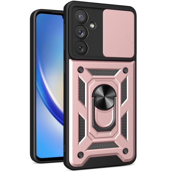 Husă blindată pentru Samsung Galaxy A34 5G, CamShield Slide, roz rose gold