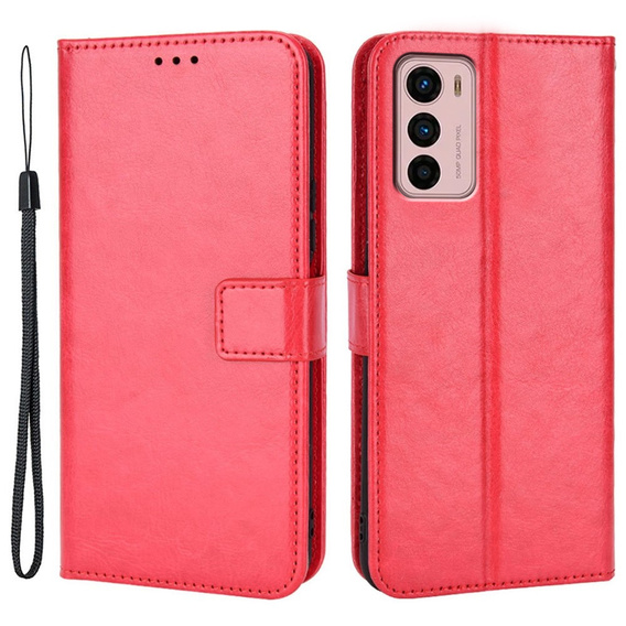 Cu clapetă pentru Motorola Moto G42 4G, Crazy Horse Wallet, roșu
