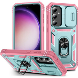 Husă blindată pentru Samsung Galaxy S23 FE, CamShield Slide, verde / roz