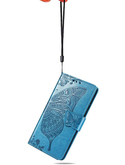 Cu clapetă pentru Oppo Reno 12 Pro, Butterfly, albastru