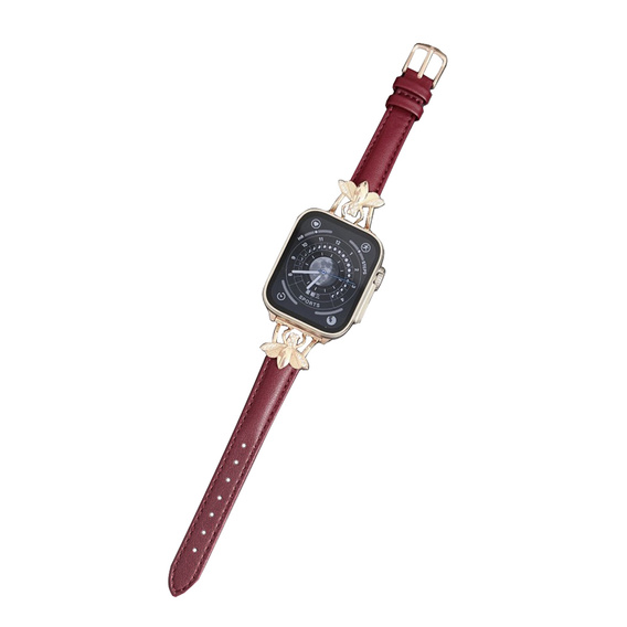 Curea din piele pentru Apple Watch 1/2/3/4/4/5/6/6/7/8/SE/Ultra 42/44/45/49mm, maroon