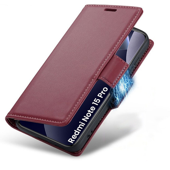 Husă flip lucioasă ERBORD Litchi pentru Xiaomi Redmi Note 15 Pro 4G