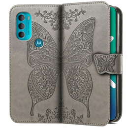 Cu clapetă pentru Motorola Moto G71 5G, Butterfly, gri