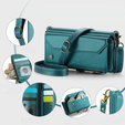 Husă CASEME pentru Samsung Galaxy S24 FE, RFID Leather Wallet, cu curea de umăr, verde
