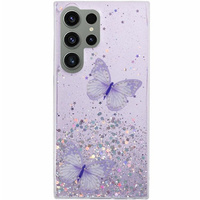 Husă pentru Samsung Galaxy S24 Ultra, Glitter Butterfly, violet