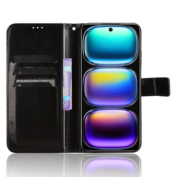 Cu clapetă pentru Infinix Hot 50i 4G, Crazy Horse Wallet, negru