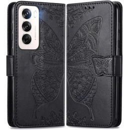 Cu clapetă pentru Oppo Reno 12, Butterfly, negru