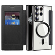 Cu clapetă pentru Samsung Galaxy S22 Ultra 5G, RFID Wallet MagSafe CamShield, negru