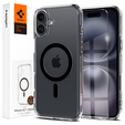 Carcasă MagSafe Spigen pentru iPhone 16 Plus, Ultra Hybrid, transparent / negru + 9H Tempered Glass