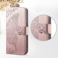 Cu clapetă pentru Xiaomi Redmi 15C 4G/LTE, Butterfly, roz rose gold