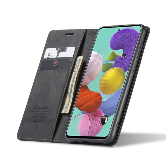 Husa CASEME pentru Samsung Galaxy A51, Leather Wallet Case, negru