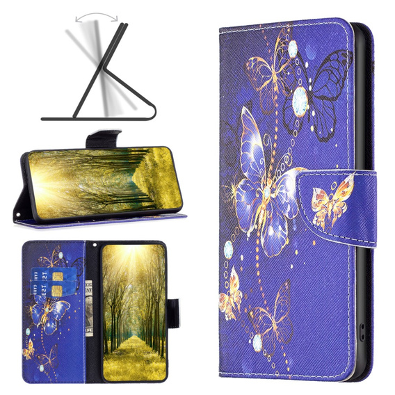 Cu clapetă pentru Xiaomi Redmi Note 13 Pro 5G, Wallet, Butterflies violet