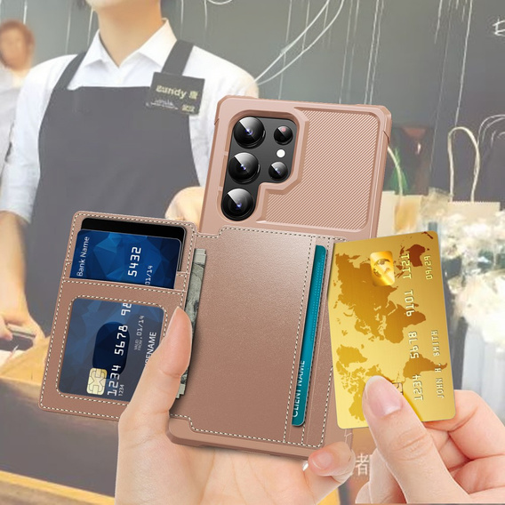 Husa pentru Samsung Galaxy S25 Ultra, Card Holder Kickstand, negru
