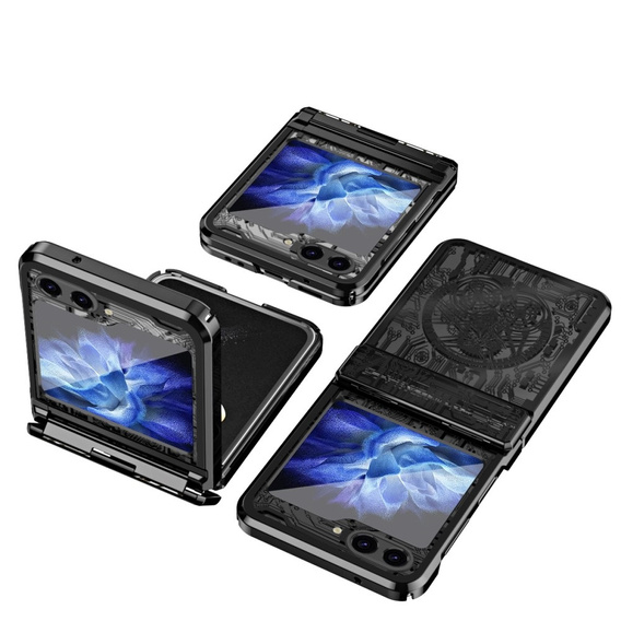 Husă pentru Samsung Galaxy Z Flip7 FE / Z Flip6, Mechanical Legend, negru