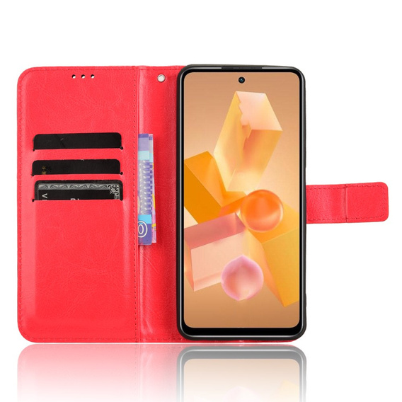 Cu clapetă pentru Infinix Hot 40i, Crazy Horse Wallet, roșu