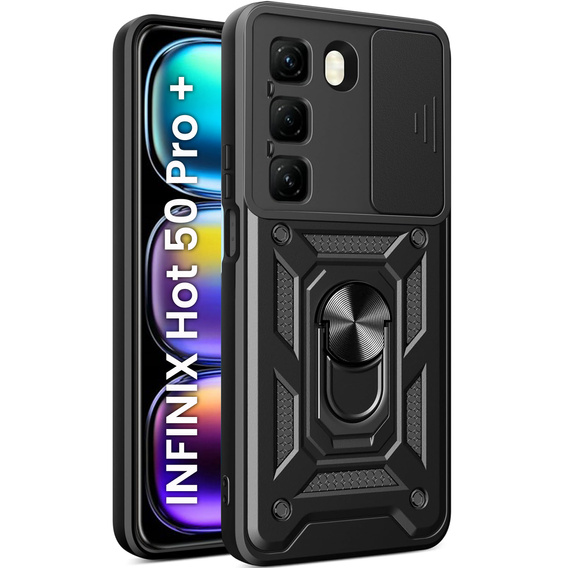 Husă blindată pentru Infinix Hot 50 Pro+ 4G, CamShield Slide, negru